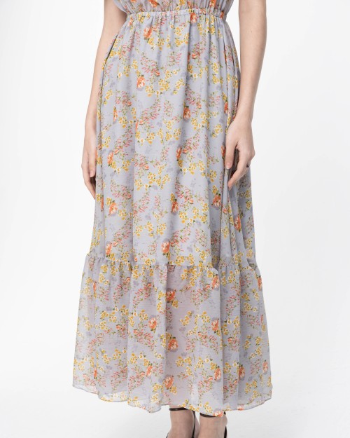 SIXDO Floral Off-Shoulder Maxi Voile Dress